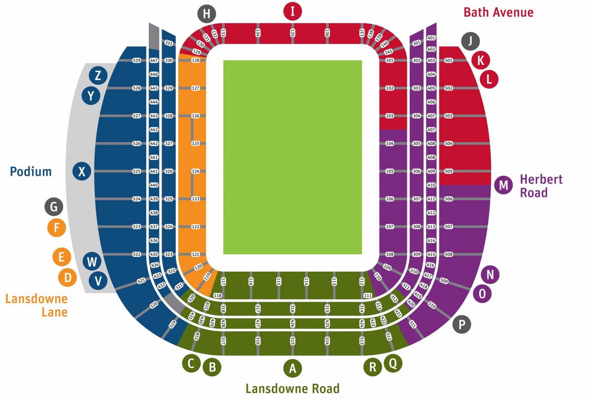 Aviva stadion ülés térkép
