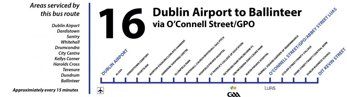 busz 16 Dublin térkép