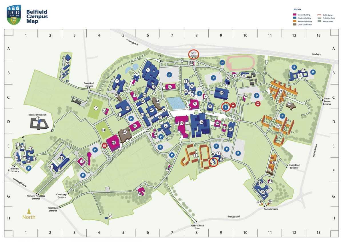 Dublin középiskolai campus térkép