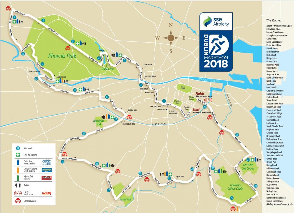Dublin city marathon útvonal térkép