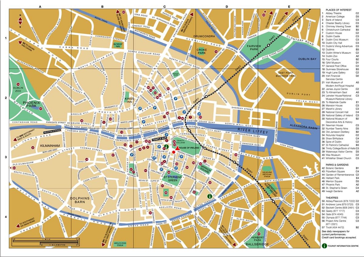 térkép Dublin belvárosában