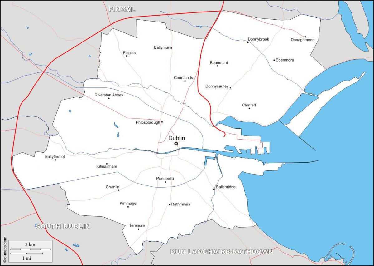 térkép Dublin városrészek