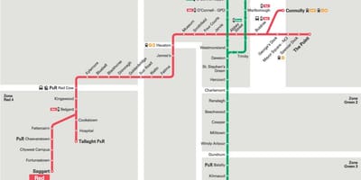 Dublin Luas piros vonal térkép